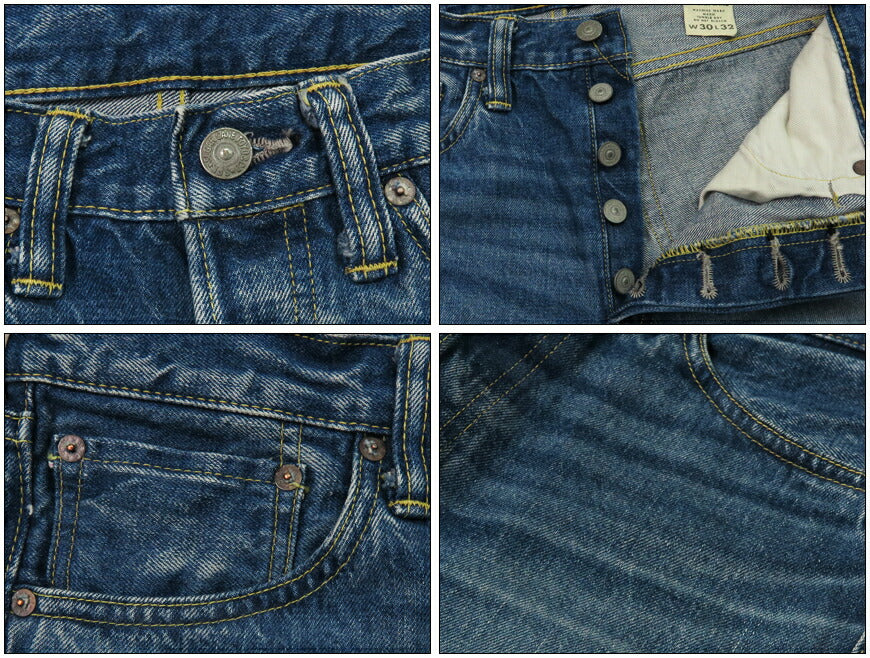 น้ำตาลอ้อย SUGAR CANE กางเกงยีนส์เดนิม 14.25oz แบบสลิมเทเปอร์ แบบซักแล้ว AGED MODELSC42021SW2