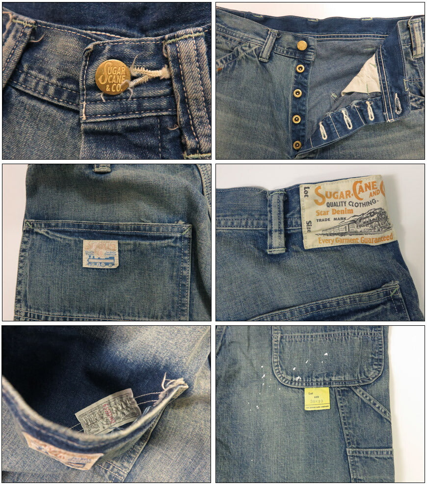 SUGAR CANE シュガーケーン 11oz. ブルーデニム ワークショーツ ユーズド加工 AGED MODEL ショートパンツ ハーフパンツ SC52568