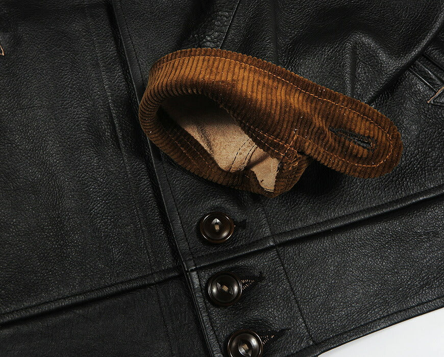 SUGAR CANE SUGAR CANE Mister Freedom MFSC 1930年代 皮革哥萨克夹克 CAMPUS BUTTON JACKET 牛皮 Mister Freedom SC80678 【2026年秋冬新品】