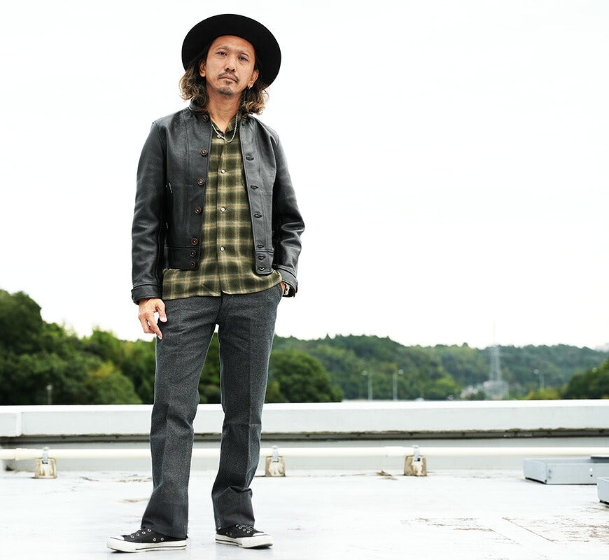 SUGAR CANE SUGAR CANE Mister Freedom MFSC 1930年代 皮革哥萨克夹克 CAMPUS BUTTON JACKET 牛皮 Mister Freedom SC80678 【2026年秋冬新品】