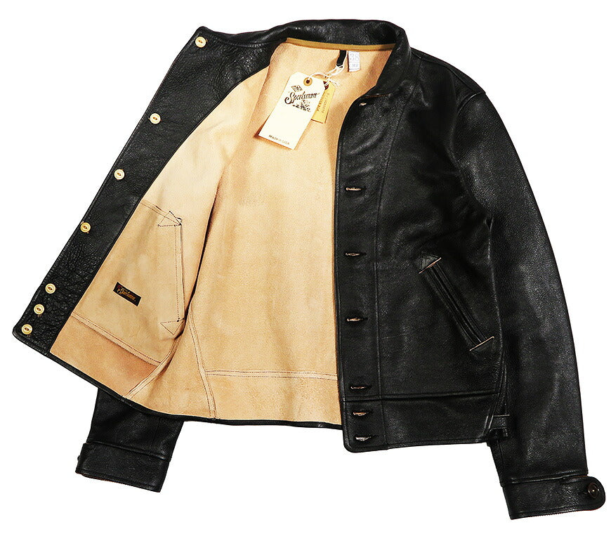 SUGAR CANE SUGAR CANE Mister Freedom MFSC 1930年代 皮革哥萨克夹克 CAMPUS BUTTON JACKET 牛皮 Mister Freedom SC80678 【2026年秋冬新品】