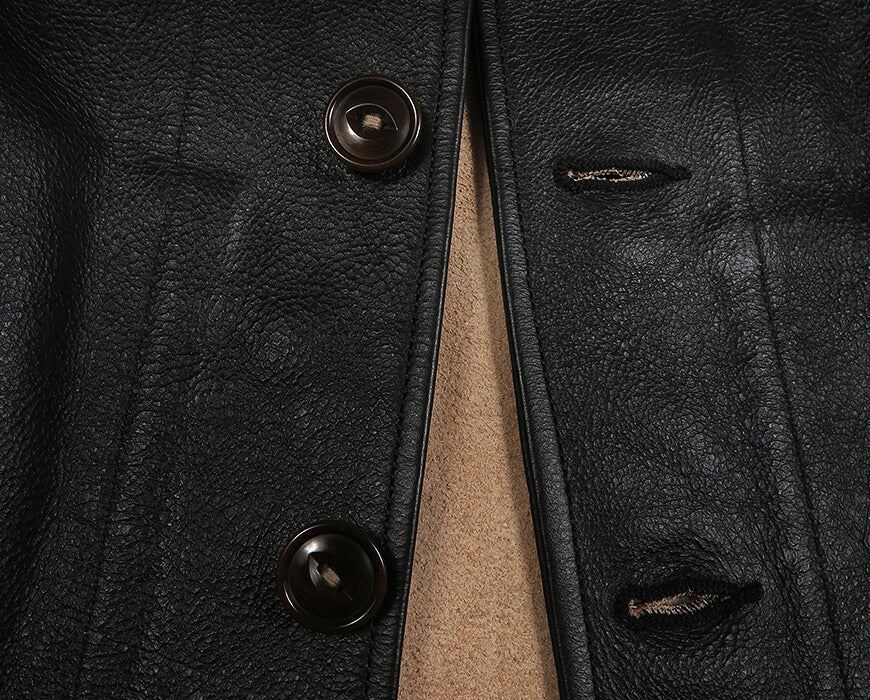 SUGAR CANE SUGAR CANE Mister Freedom MFSC 1930年代 皮革哥萨克夹克 CAMPUS BUTTON JACKET 牛皮 Mister Freedom SC80678 【2026年秋冬新品】