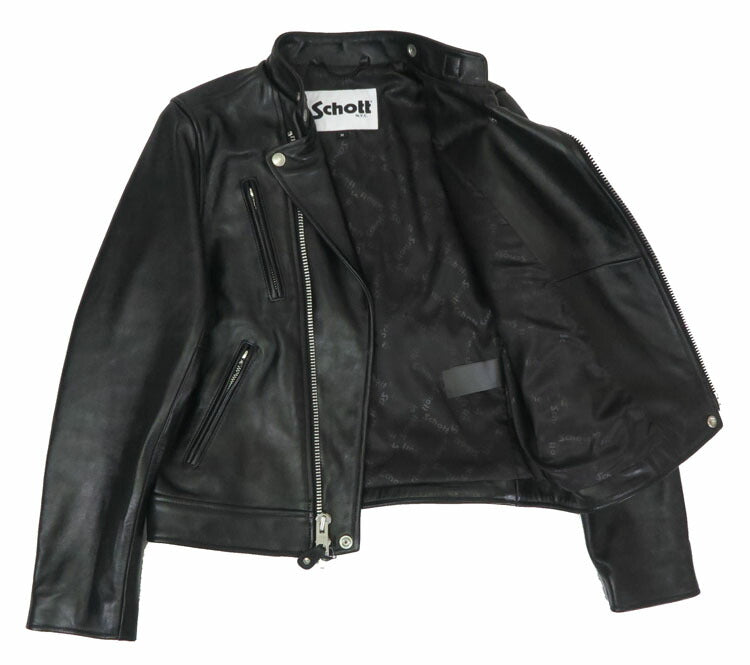 ショット Schott Áo khoác da cừu lambskin kiểu double breast dành cho nữ 3221006