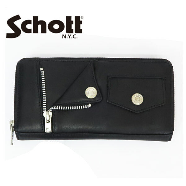 ショット Schott กระเป๋าสตางค์หนังแบบซิปยาว LEATHER RIDERS ZIP WALLET หนังวัว SCH4970056