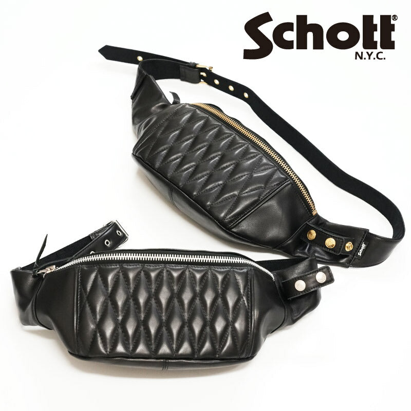 Schott ช็อต กระเป๋าคาดเอวหนัง เมสเซนเจอร์ บอดี้แบ็ก คลาสสิก บุผ้าควิลท์ 5976008