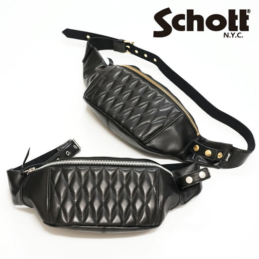 ショット Schott レザー ウエスト メッセンジャー ボディ バッグ クラシック キルティング パッド 5976008