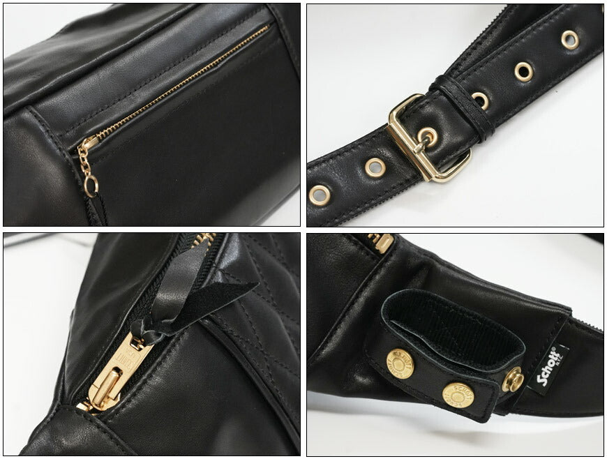 Schott ช็อต กระเป๋าคาดเอวหนัง เมสเซนเจอร์ บอดี้แบ็ก คลาสสิก บุผ้าควิลท์ 5976008