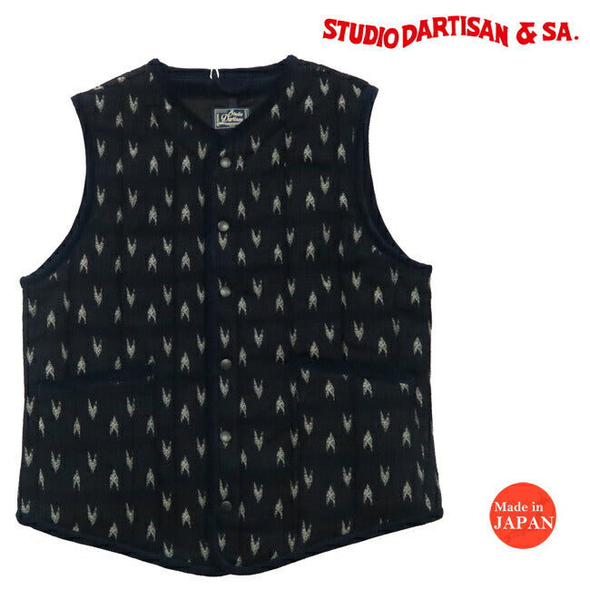 ดัลชิซาน สตูดิโอ ดาร์ทิสัน STUDIO D'ARTISAN เสื้อกั๊กผ้าทออินดิโก้ลายลูกศร 4598