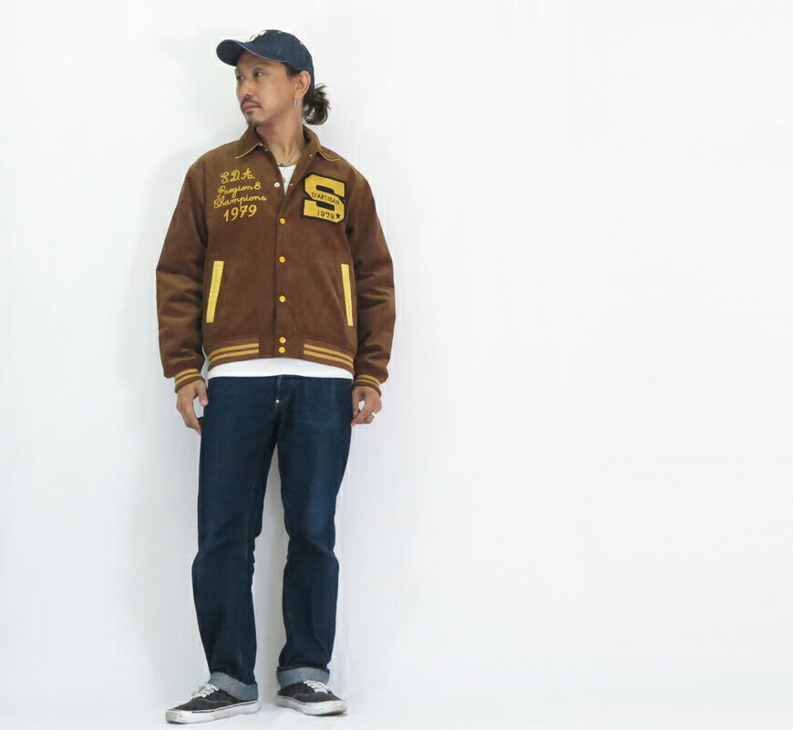 ダルチザン ステュディオ・ダ・ルチザン STUDIO D'ARTISAN Steppstickerei Cord-Stadionjacke 4626