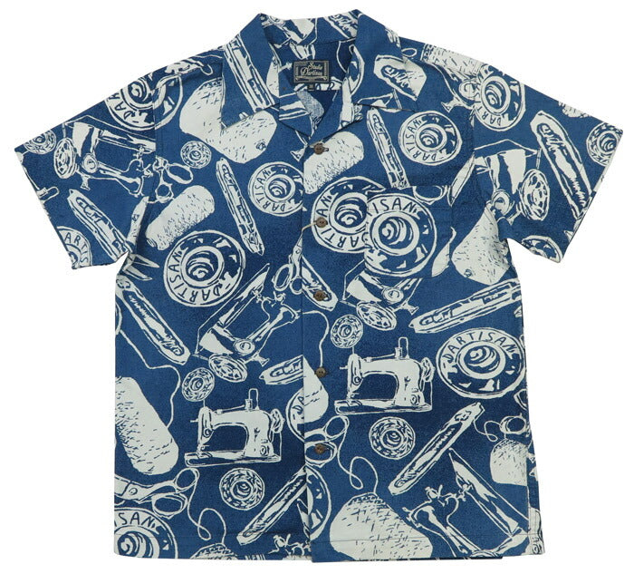 ดาร์ทิซาน สตูดิโอ ดาร์ทิซาน STUDIO D'ARTISAN เสื้อเชิ้ตฮาวายผ้าฝ้ายย้อมอินดิโก้ SD5722