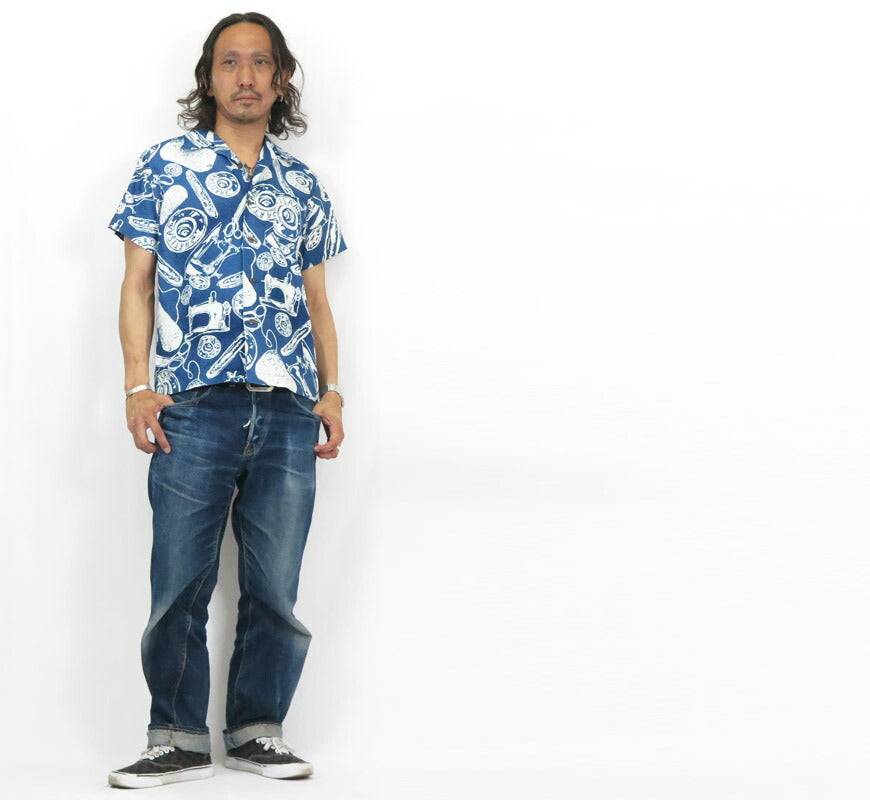 ดาร์ทิซาน สตูดิโอ ดาร์ทิซาน STUDIO D'ARTISAN เสื้อเชิ้ตฮาวายผ้าฝ้ายย้อมอินดิโก้ SD5722