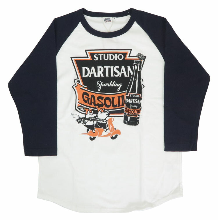 ダルチザン ステュディオ・ダ・ルチザン STUDIO D'ARTISAN T-shirt manches 3/4 Coupe arrondie Col raglan Imprimé 「Sparkling Gasoline」8151A