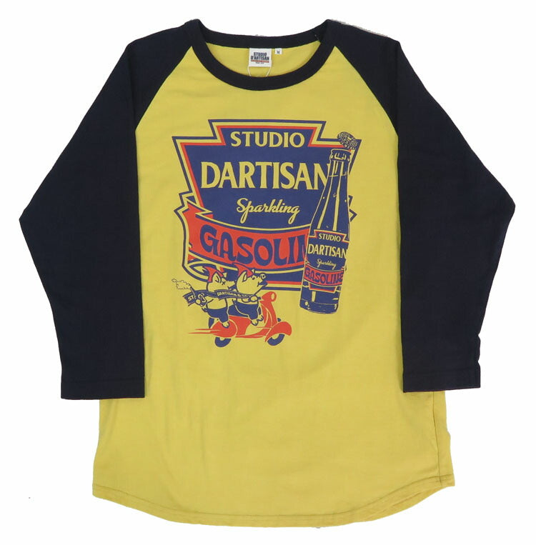 ダルチザン ステュディオ・ダ・ルチザン STUDIO D'ARTISAN T-shirt manches 3/4 Coupe arrondie Col raglan Imprimé 「Sparkling Gasoline」8151A