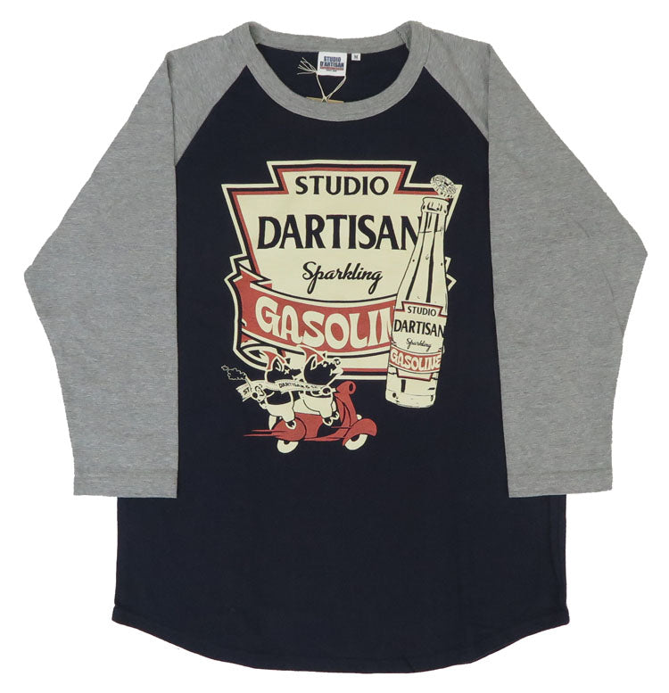 ダルチザン ステュディオ・ダ・ルチザン STUDIO D'ARTISAN T-shirt manches 3/4 Coupe arrondie Col raglan Imprimé 「Sparkling Gasoline」8151A