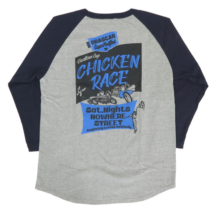 ダルチザン ステュディオ・ダ・ルチザン STUDIO D'ARTISAN 3/4-Arm Rundschnitt Raglanärmel Print T-Shirt „CHICKEN RACE“ 8151B
