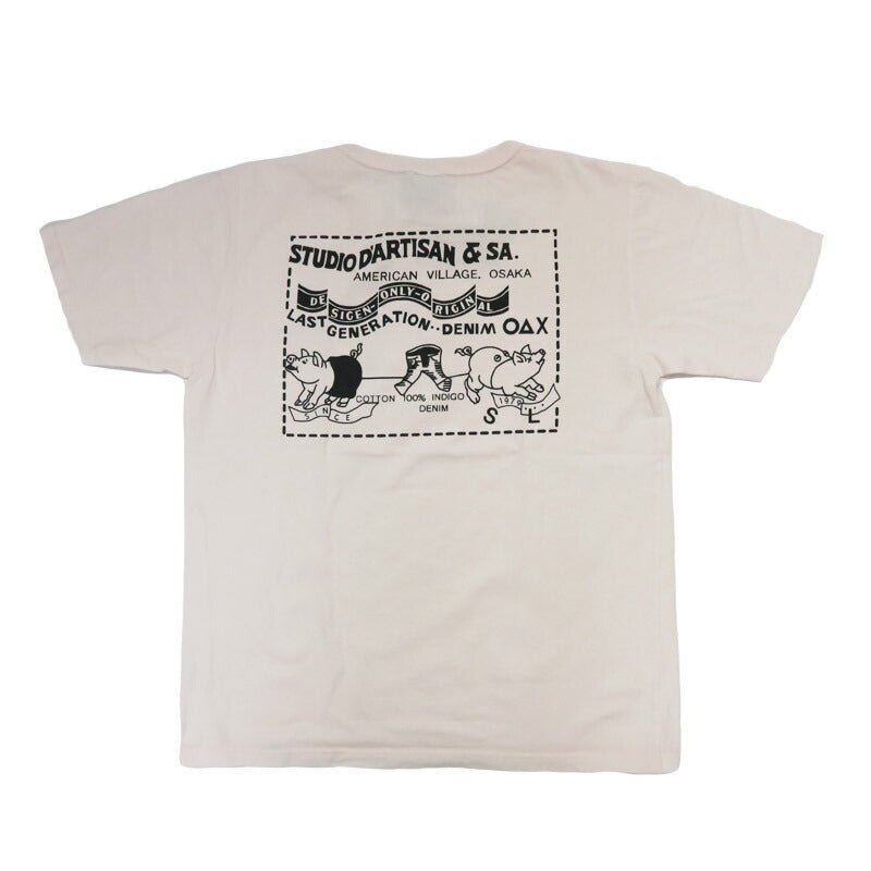 ダルチザン ステュディオ・ダ・ルチザン STUDIO D'ARTISAN เสื้อยืดแขนสั้นผ้าถักแบบแขวน พิมพ์ลายหลัง "TWO PIG MARK" 8153