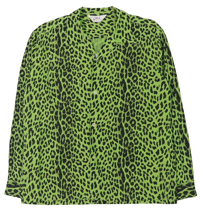 STAR OF HOLLYWOOD Star of Hollywood Langarm Rayon Offener Kragen Hemd LEOPARD Aloha-Hemd Hawaiianisches Hemd SH29489