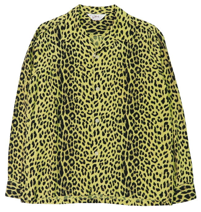 STAR OF HOLLYWOOD Star of Hollywood Langarm Rayon Offener Kragen Hemd LEOPARD Aloha-Hemd Hawaiianisches Hemd SH29489