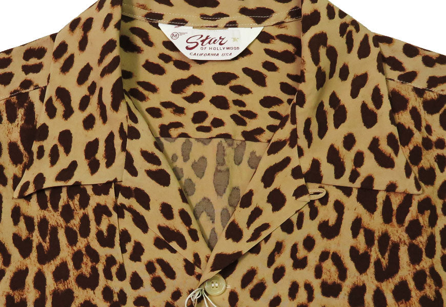 STAROFHOLLYWOODスターオブハリウッド長袖レーヨンオープンカラーシャツLEOPARDアロハシャツハワイアンシャツSH29489【2025年春夏新作】