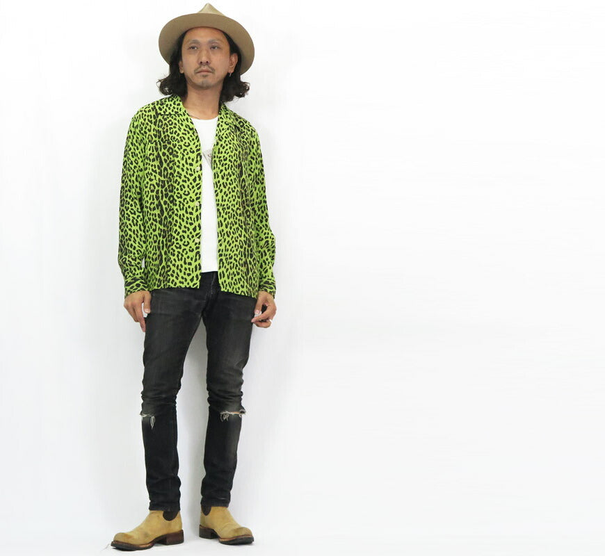 STAROFHOLLYWOODスターオブハリウッド長袖レーヨンオープンカラーシャツLEOPARDアロハシャツハワイアンシャツSH29489【2025年春夏新作】