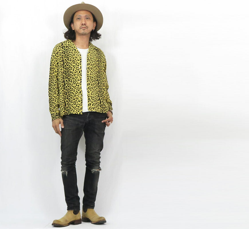 STAROFHOLLYWOODスターオブハリウッド長袖レーヨンオープンカラーシャツLEOPARDアロハシャツハワイアンシャツSH29489【2025年春夏新作】