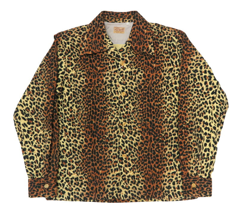 Style Eyes スタイルアイズ เสื้อเชิ้ตผ้าฟลานเนลแขนยาวลายเสือดาว เสื้อเชิ้ตกีฬาสไตล์กลางทศวรรษ 1950 “LEOPARD” SE29575