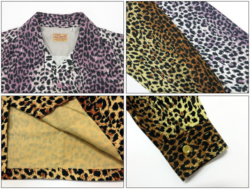 Style Eyes スタイルアイズ เสื้อเชิ้ตผ้าฟลานเนลแขนยาวลายเสือดาว เสื้อเชิ้ตกีฬาสไตล์กลางทศวรรษ 1950 “LEOPARD” SE29575