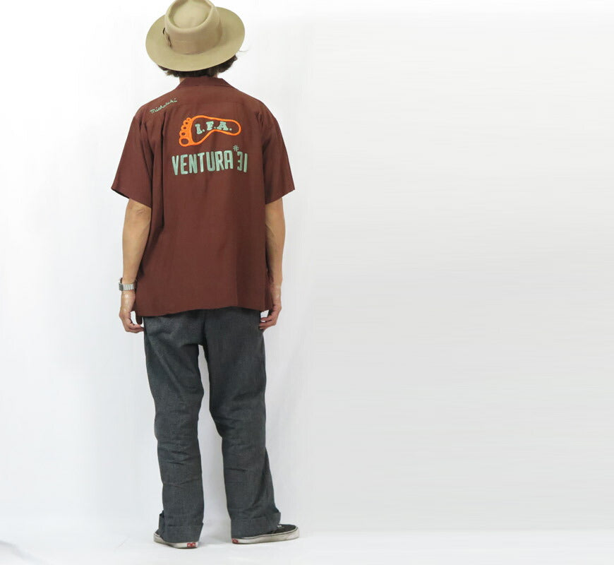Style Eyes Style Eyes Camisa de bolos de manga corta I.F.A Bolos Cuello abierto Bordado Rayón SE39457