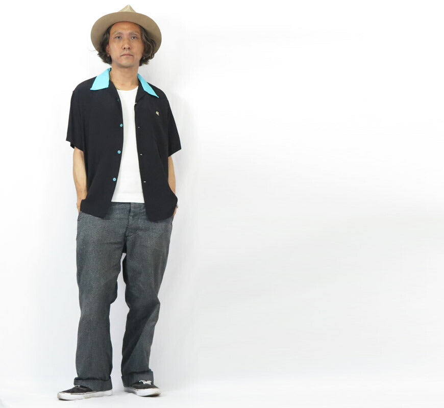 Style Eyes スタイルアイズ Kurzarm Bowlinghemd JAX BEER Bowling Offener Kragen Stickerei Rayon SE39458