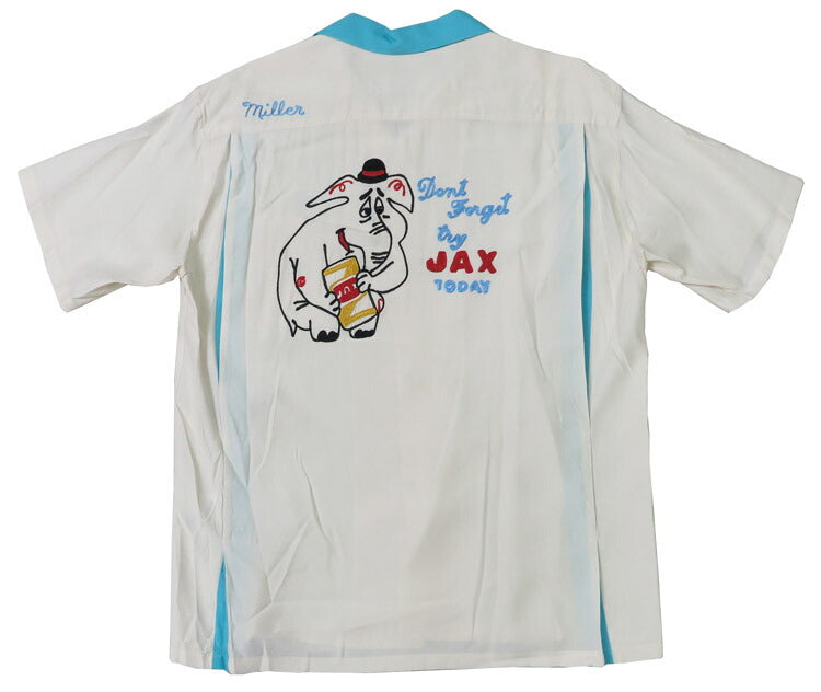 Style Eyes スタイルアイズ Kurzarm Bowlinghemd JAX BEER Bowling Offener Kragen Stickerei Rayon SE39458