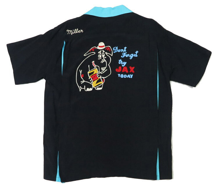 Style Eyes スタイルアイズ Kurzarm Bowlinghemd JAX BEER Bowling Offener Kragen Stickerei Rayon SE39458