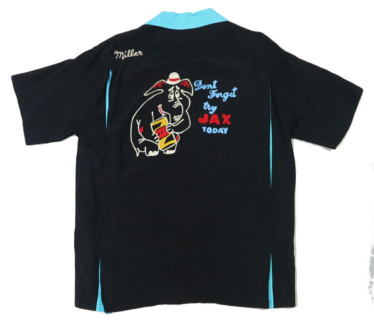 Style Eyes スタイルアイズ Kurzarm Bowlinghemd JAX BEER Bowling Offener Kragen Stickerei Rayon SE39458
