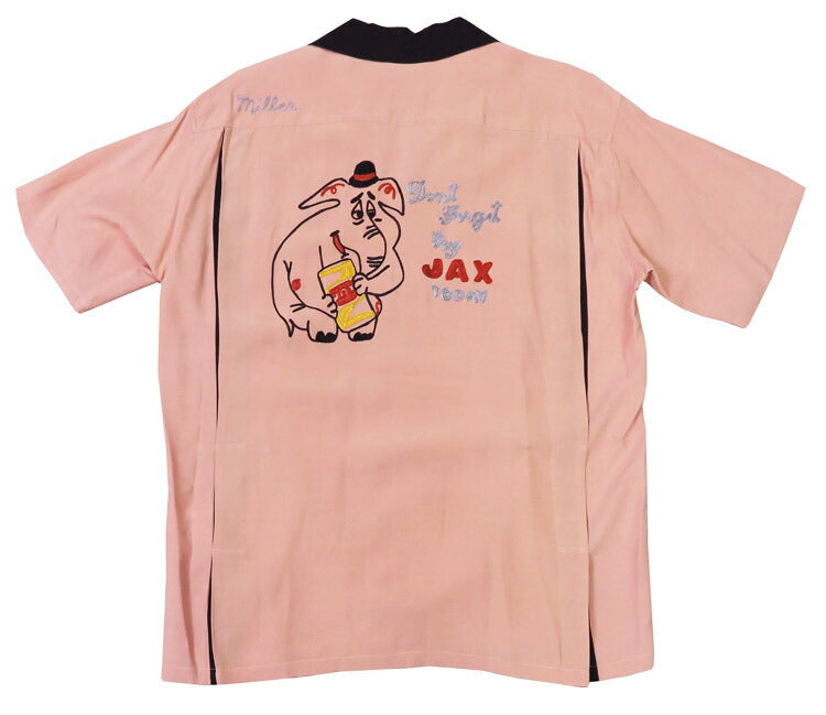 Style Eyes スタイルアイズ Kurzarm Bowlinghemd JAX BEER Bowling Offener Kragen Stickerei Rayon SE39458