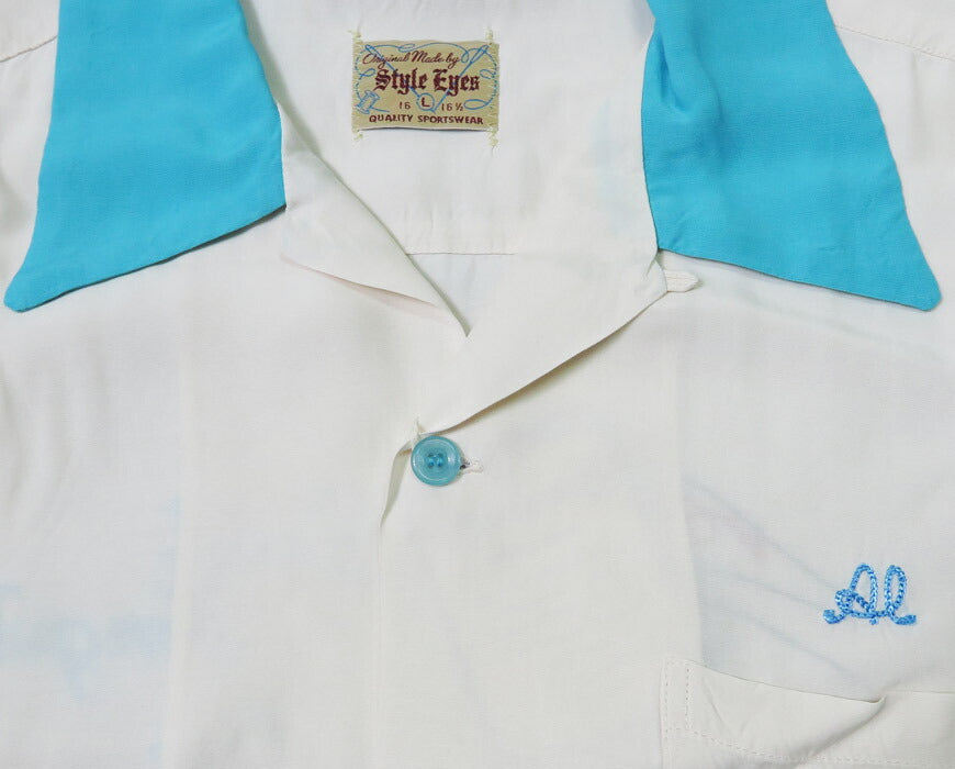 Style Eyes スタイルアイズ Kurzarm Bowlinghemd JAX BEER Bowling Offener Kragen Stickerei Rayon SE39458