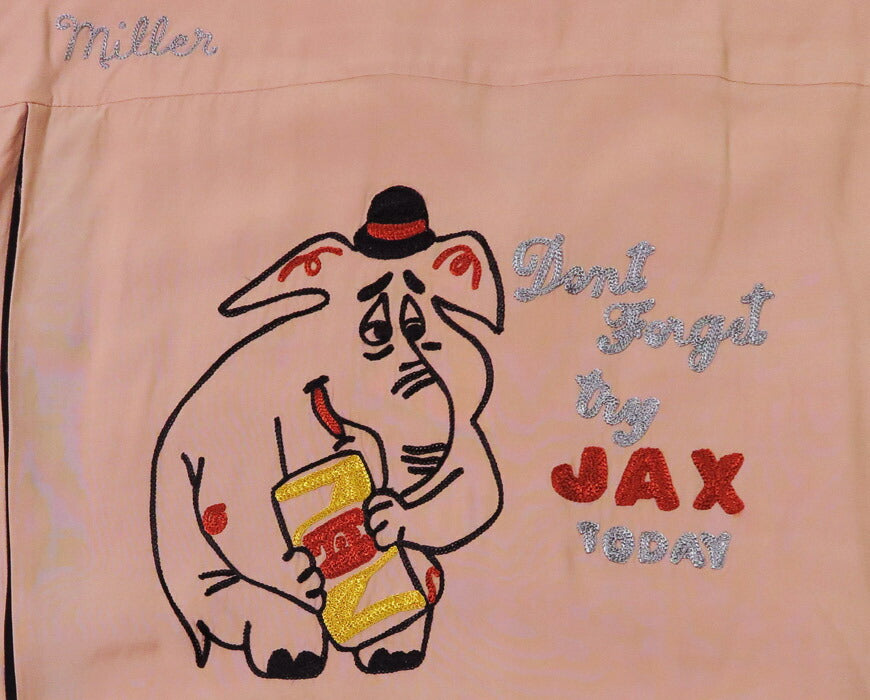 Style Eyes スタイルアイズ Kurzarm Bowlinghemd JAX BEER Bowling Offener Kragen Stickerei Rayon SE39458