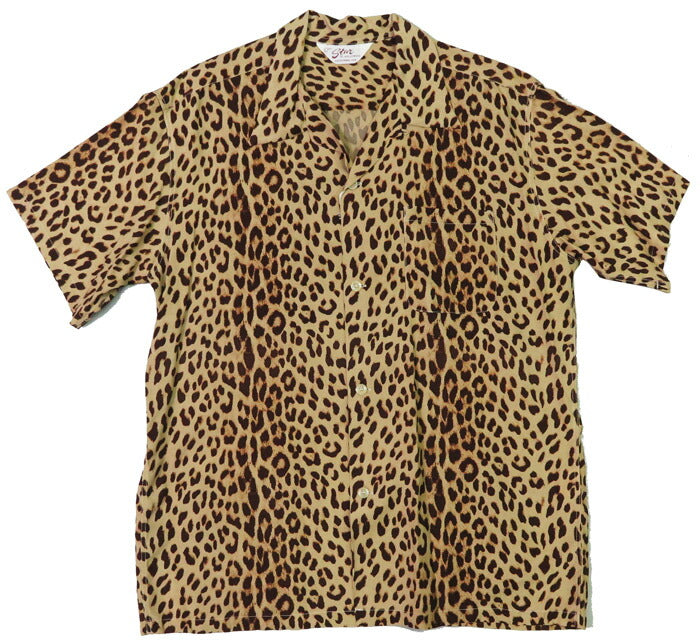 STAR OF HOLLYWOOD スターオブハリウッド 半袖 レーヨン オープンカラー シャツ LEOPARD アロハシャツ ハワイアンシャツ SH39490