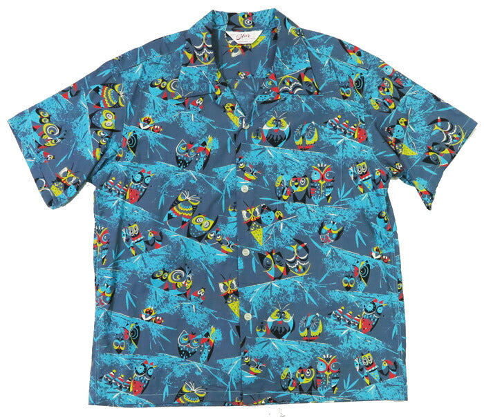 STAR OF HOLLYWOOD スターオブハリウッド Camisa de algodón tipo typewriter manga corta cuello abierto OWL Aloha hawaiana SH39494