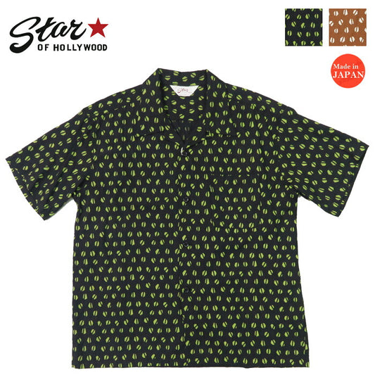 STAR OF HOLLYWOOD 스타 오브 할리우드 반소매 도비 코튼 오픈 칼라 셔츠 BLUE MOUNTAIN 하와이안 셔츠 SH39498