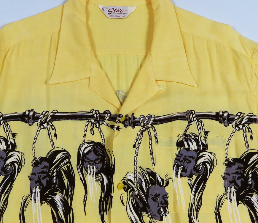 STAR OF HOLLYWOOD スターオブハリウッド 半袖 レーヨン オープンカラー シャツ SHRUNKEN HEAD アロハシャツ ハワイアンシャツ SH29705 【2026年春夏新作】