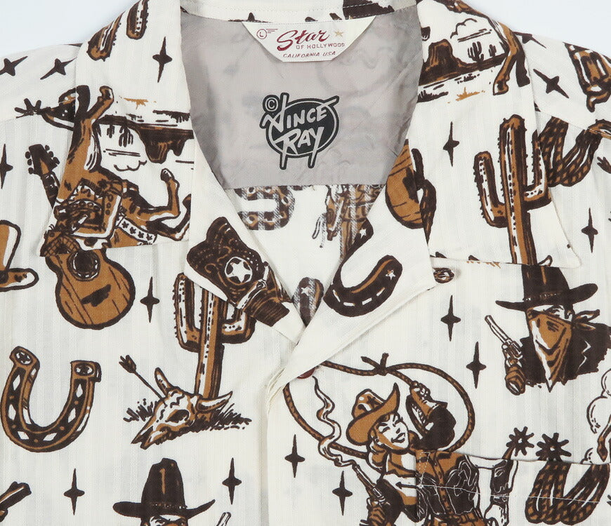 STAR OF HOLLYWOOD สตาร์ออฟฮอลลีวูด เสื้อเชิ้ตแขนสั้นผ้าคอตตอนด็อบบี้ ปกเปิด รุ่น "THE WESTERNE" โดย VINCE RAY เสื้ออะโลฮา เสื้อฮาวาย SH39706 【คอลเลกชันใหม่ฤดูใบไม้ผลิ/ฤดูร้อน 2026】