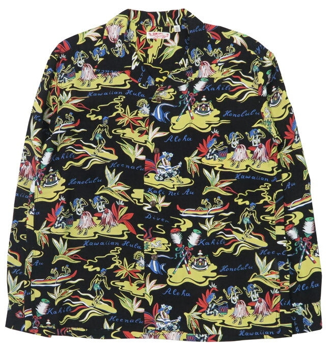 サンサーフ SUN SURF 長袖 レーヨンハワイアンシャツ HAWAIIAN HULA アロハシャツ SS29401