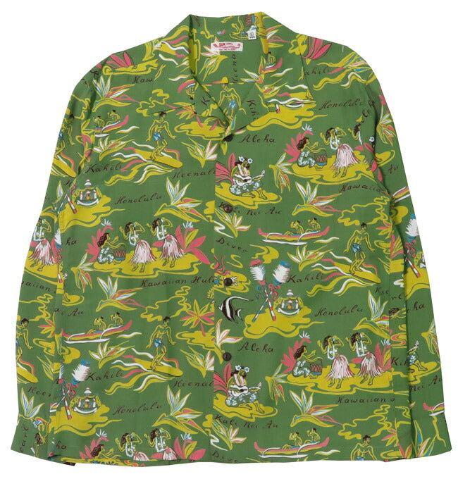 サンサーフ SUN SURF 長袖 レーヨンハワイアンシャツ HAWAIIAN HULA アロハシャツ SS29401