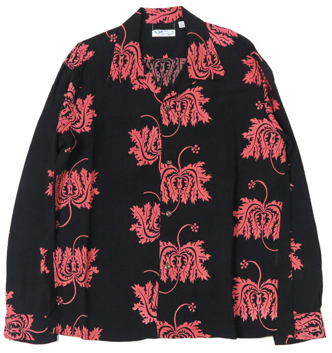 サンサーフ SUN SURF 長袖 レーヨンハワイアンシャツ CORAL HIBISCUS アロハシャツ SS29402