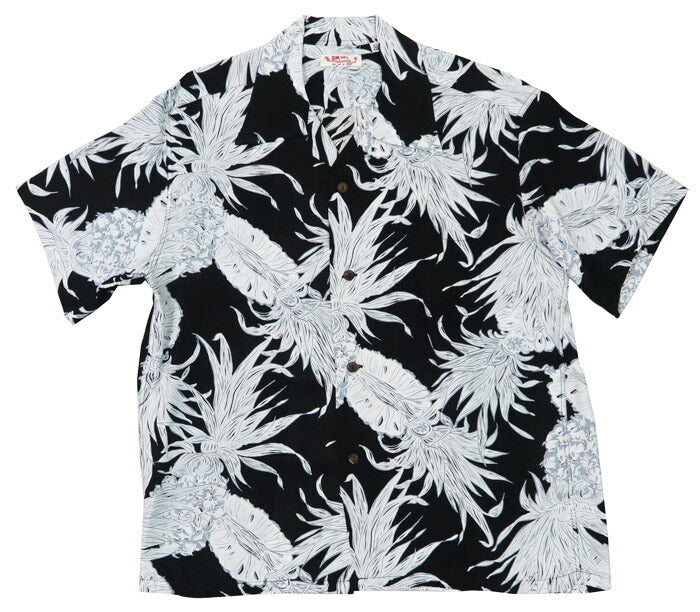 サンサーフ SUN SURF เสื้อฮาวายแขนสั้นผ้าเรยอนซาตินลาย "ISLAND PINEAPPLE" HALE HAWAII, ROYAL HAWAIIAN SS39413