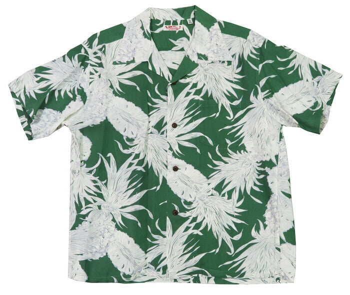 サンサーフ SUN SURF เสื้อฮาวายแขนสั้นผ้าเรยอนซาตินลาย "ISLAND PINEAPPLE" HALE HAWAII, ROYAL HAWAIIAN SS39413