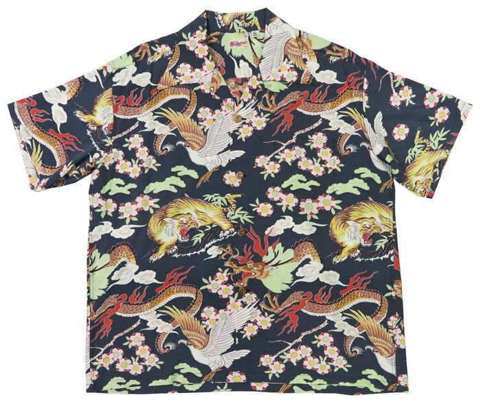 サンサーフ SUN SURF 半袖 レーヨン壁縮緬 ハワイアンシャツ 「THE TRIANGULAR FIGHT」 HOOKANO SPORTSWEAR アロハシャツ SS39414