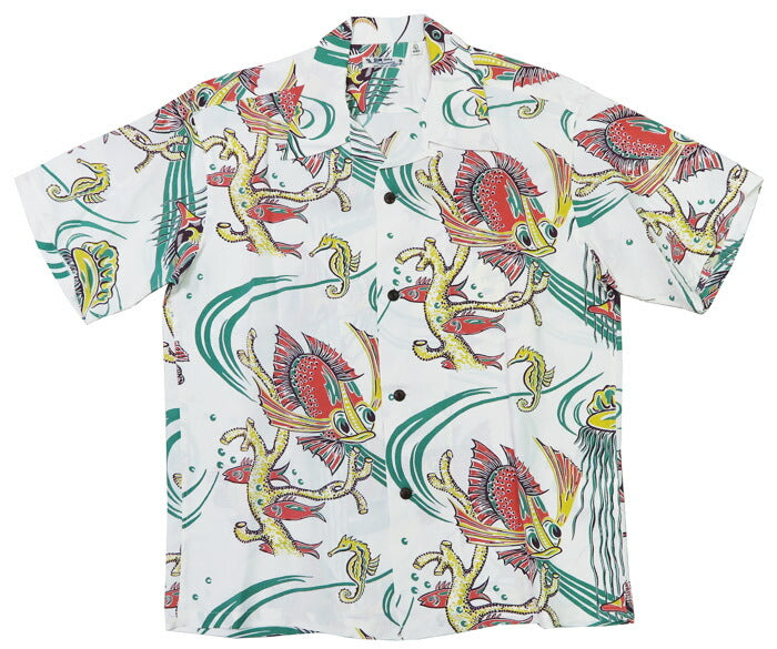 サンサーフ SUN SURF Camisa hawaiana de rayón satinado manga corta "BUG EYED FIS" THE KAHALA Aloha SS39417