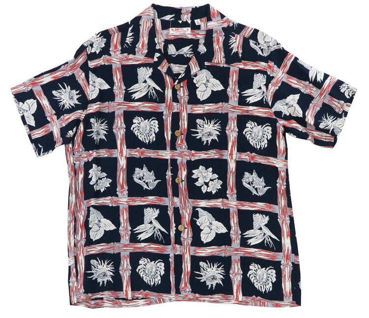 サンサーフ SUN SURF เสื้อฮาวายแขนสั้นผ้าเรยอนลื่นลาย "ISLAND PLANTS" KAMEHAMEHA SS39419