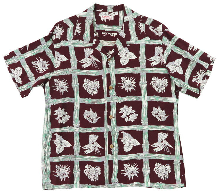 サンサーフ SUN SURF เสื้อฮาวายแขนสั้นผ้าเรยอนลื่นลาย "ISLAND PLANTS" KAMEHAMEHA SS39419