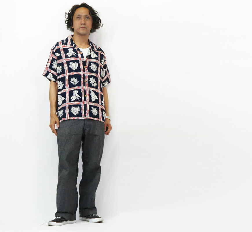 サンサーフ SUN SURF เสื้อฮาวายแขนสั้นผ้าเรยอนลื่นลาย "ISLAND PLANTS" KAMEHAMEHA SS39419